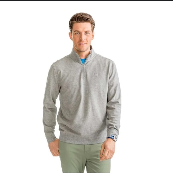 Skipjack Pique 1/4 Zip Pullover in Heather Grey by Southern Tide Size Medium - Picture 1 of 6